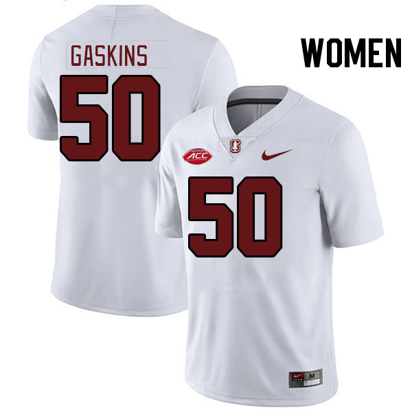 Women #50 R.J. Gaskins Stanford Cardinal 2024 ACC Conference College Football Jerseys Stitched-White